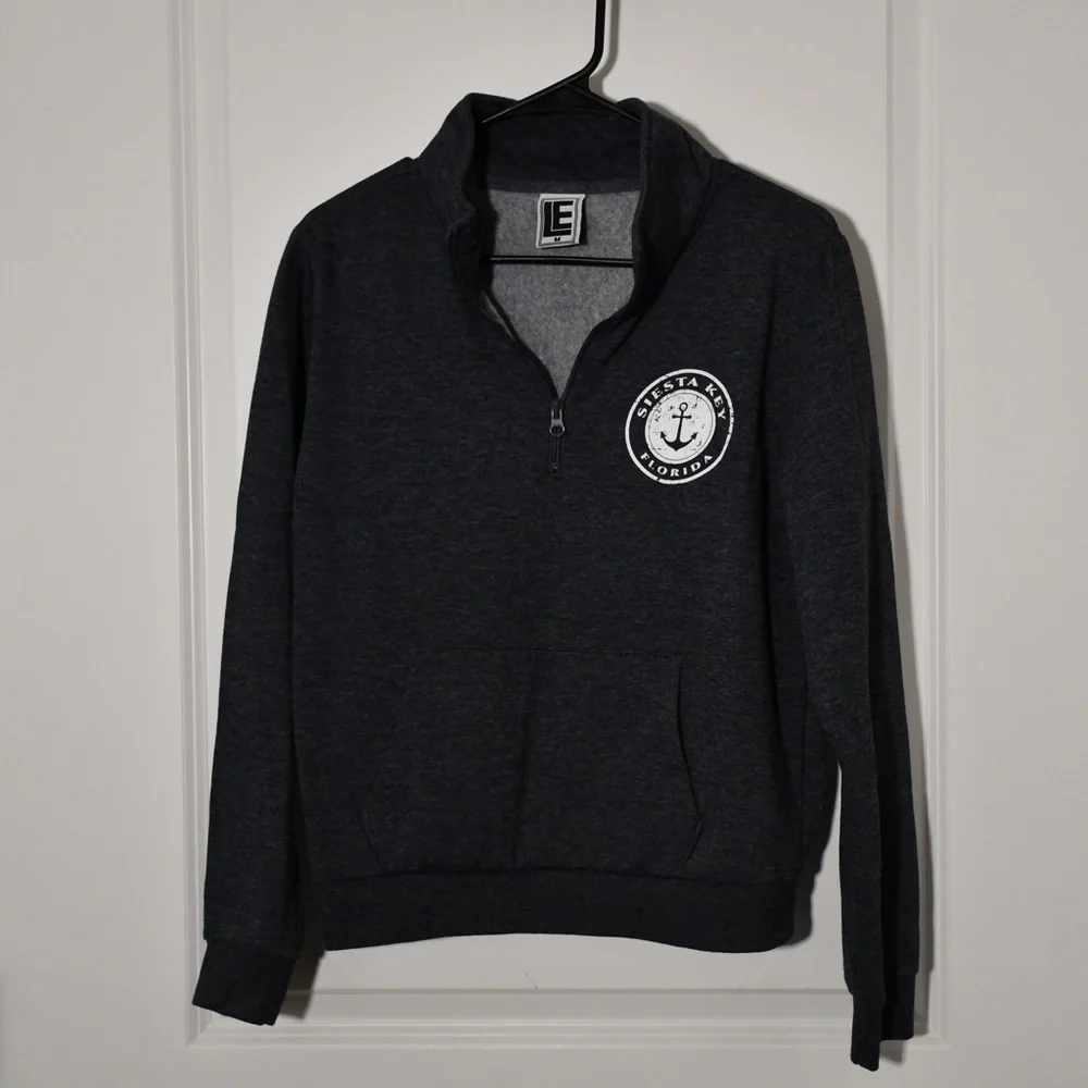 Men's Dark Gray Quarter-Zip Sweater - Picture 1 of 4